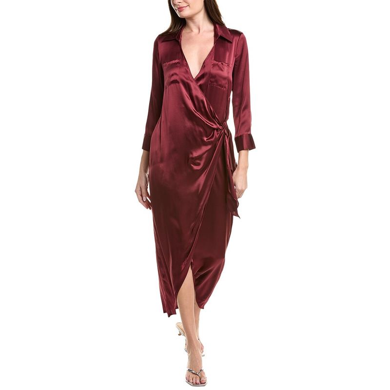 L’agence Womens Kadi Long Silk Wrap Dress